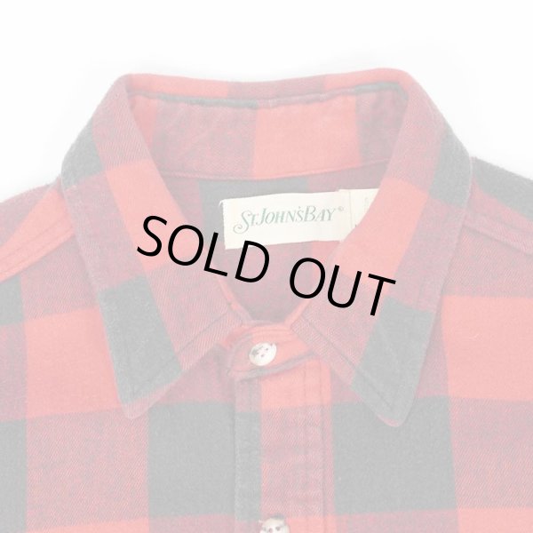 画像3: 80's ST JOHN'S BAY ブロックチェック柄 ヘビーネルシャツ "MADE IN USA / BLACK×RED" (3)