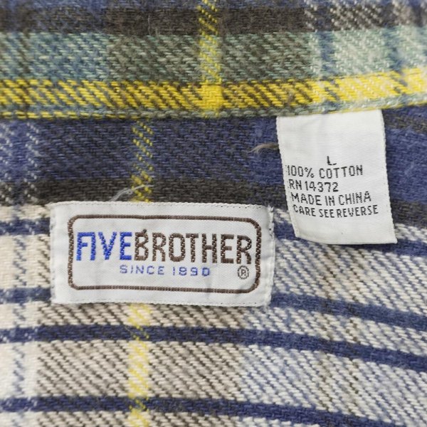 画像2: Late 90's FIVE BROTHER ヘビーネルシャツ (2)
