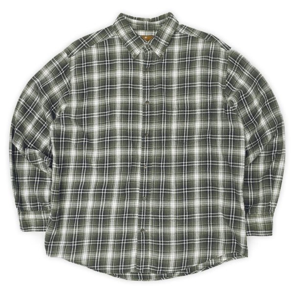 画像1: 90-00's ST.JOHN'S BAY フランネルボタンダウンシャツ "Olive Ombre Plaid" (1)