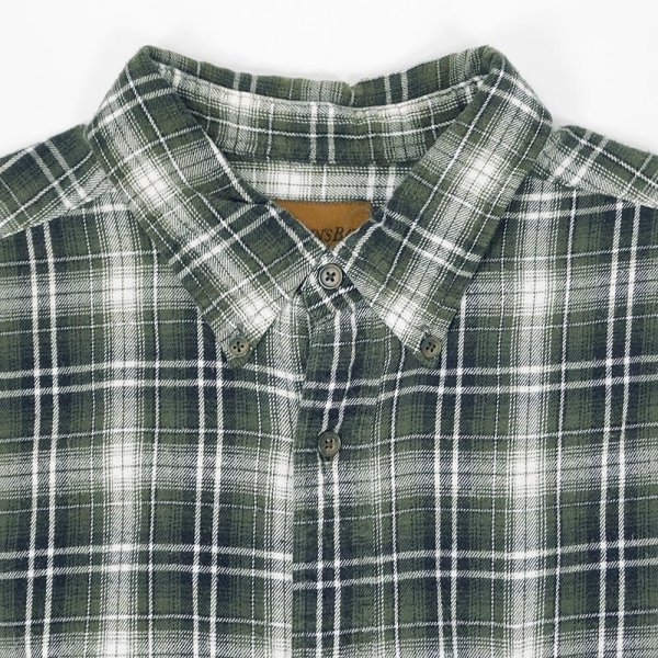 画像3: 90-00's ST.JOHN'S BAY フランネルボタンダウンシャツ "Olive Ombre Plaid" (3)