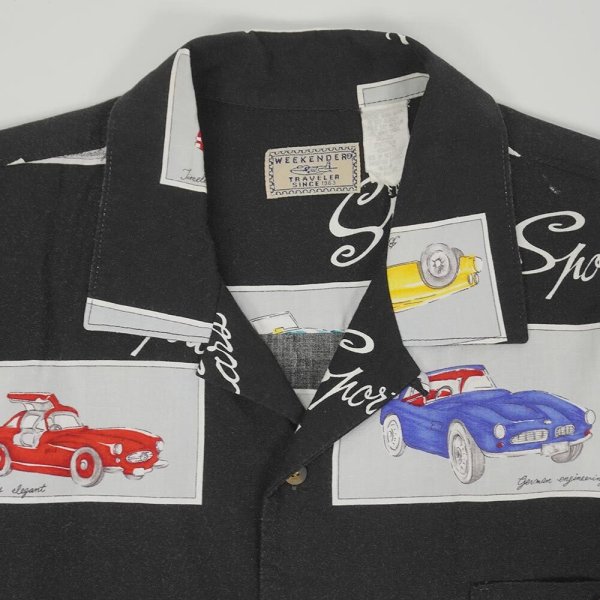 画像3: 90's WEEKENDER S/S 総柄 オープンカラーシャツ "BLACK BASE" (3)