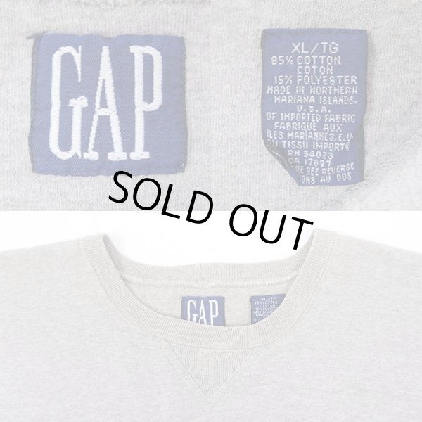 画像3: 90's OLD GAP 前V スウェットシャツ "GRAY" (3)