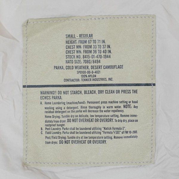 画像2: 00's US.ARMY ECWCS 3C デザートカモ柄 GORE-TEX PARKA "DEADSTOCK / SMALL-REGULAR" (2)