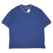 画像1: 00's ST JOHN'S BAY Vネック コットンピケTシャツ "Navy / DEADSTOCK" (1)
