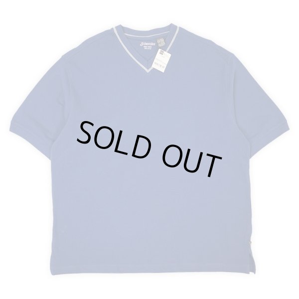 画像1: 00's ST JOHN'S BAY Vネック コットンピケTシャツ "Navy / DEADSTOCK" (1)