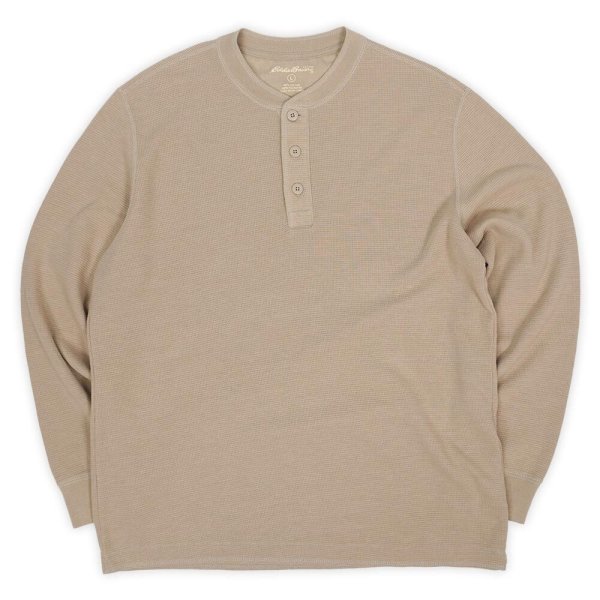 画像1: 00's Eddie Bauer ヘンリーネック サーマルカットソー "BEIGE" (1)