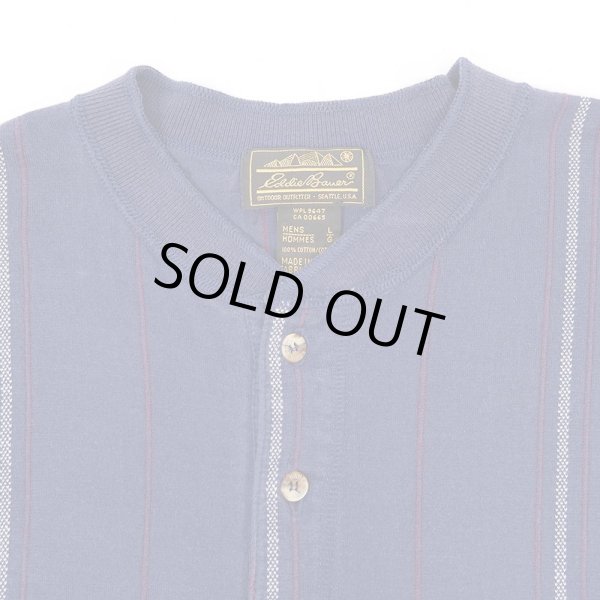 画像3: 80-90's Eddie Bauer マルチストライプ柄 L/S ヘンリーネックカットソー "MADE IN USA" (3)