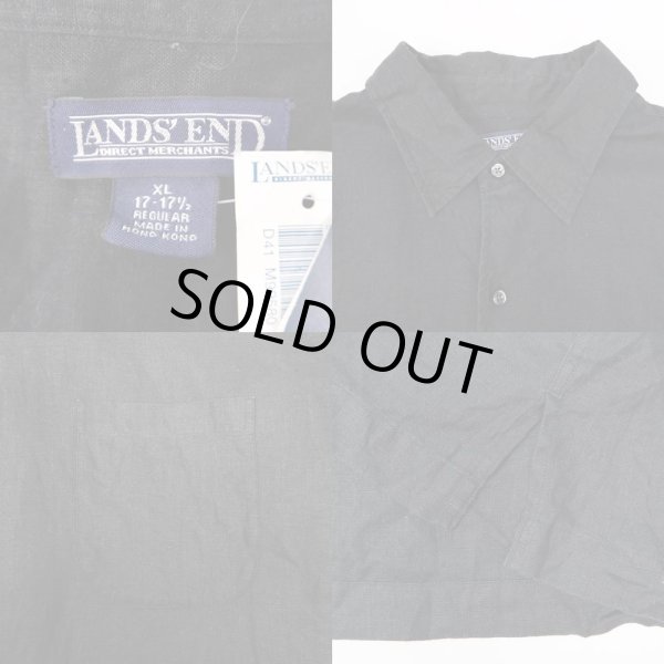 画像3: 90-00's LANDS' END S/S リネンシャツ "BLACK / DEADSTOCK" (3)
