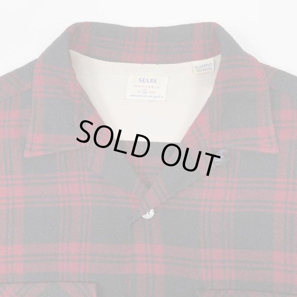 画像3: 60's Sears オープンカラー ウールシャツ “BLACK×RED Plaid” (3)