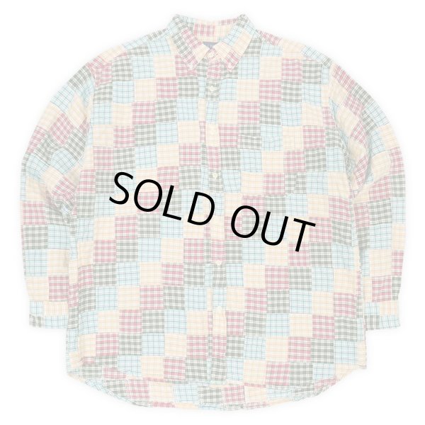 画像1: 00's J.CREW パッチワーク ボタンダウンシャツ (1)