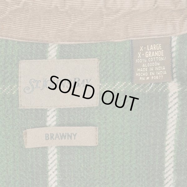 画像2: Late 90's ST. JOHN'S BAY ヘビーネルシャツ "Green Plaid" (2)