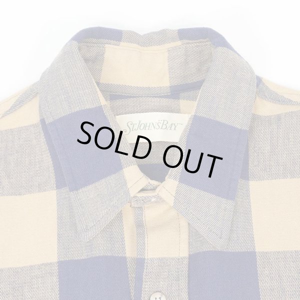 画像3: 80's ST JOHN'S BAY ブロックチェック柄 ヘビーネルシャツ "MADE IN USA / NAVY×BEIGE" (3)