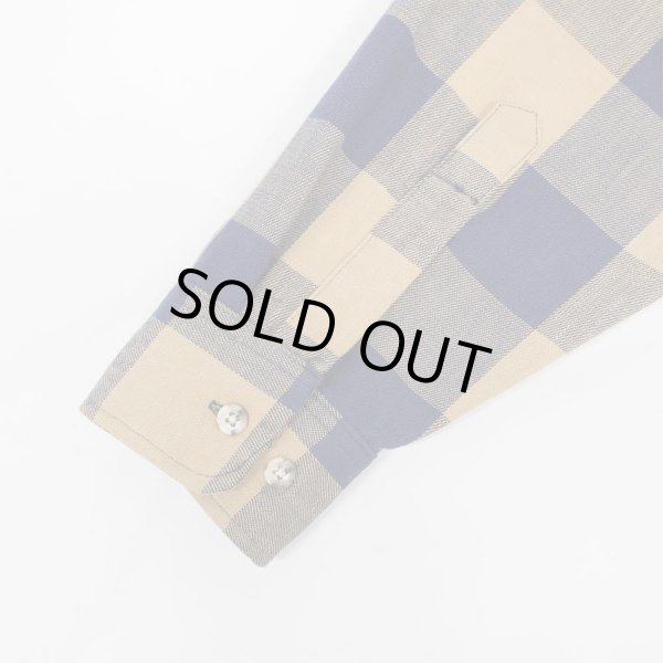 画像4: 80's ST JOHN'S BAY ブロックチェック柄 ヘビーネルシャツ "MADE IN USA / NAVY×BEIGE" (4)