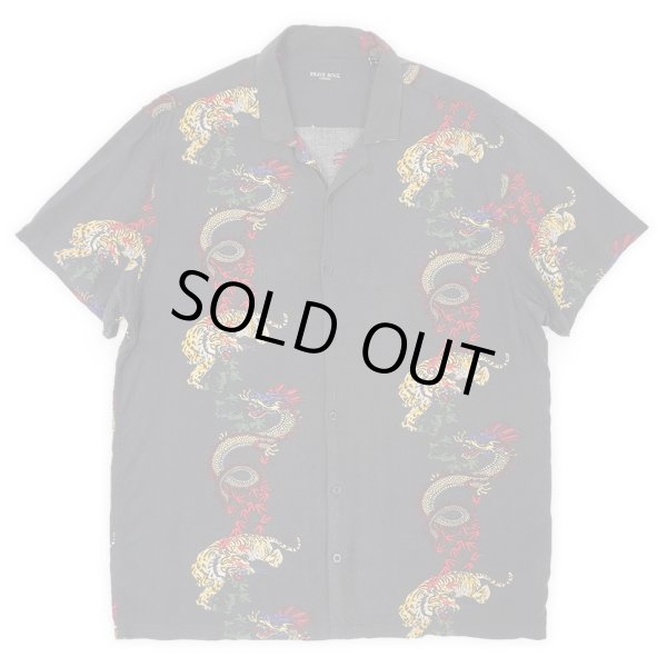 画像1: 00's BRAVE SOUL LONDON S/S レーヨンオープンカラーシャツ "BLACK BASE" (1)