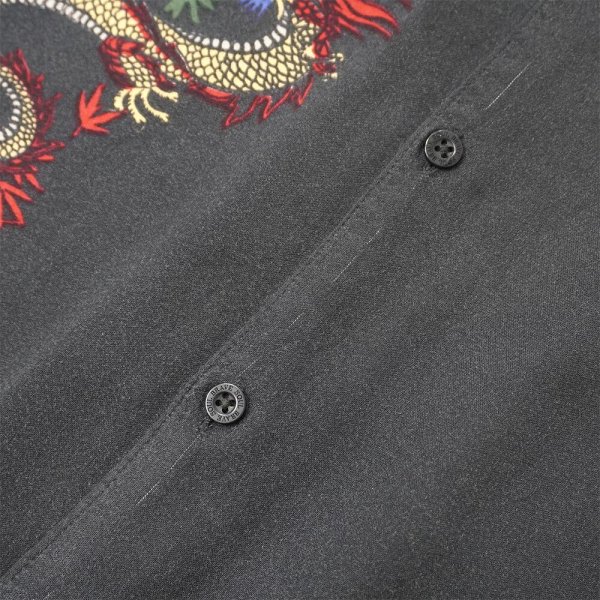 画像4: 00's BRAVE SOUL LONDON S/S レーヨンオープンカラーシャツ "BLACK BASE" (4)