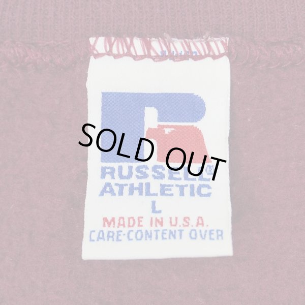 画像2: 90's RUSSELL 前V ブランクスウェット "BURGUNDY / MADE IN USA" (2)