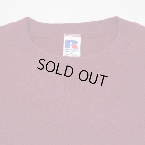 画像4: 90's RUSSELL 前V ブランクスウェット "BURGUNDY / MADE IN USA" (4)