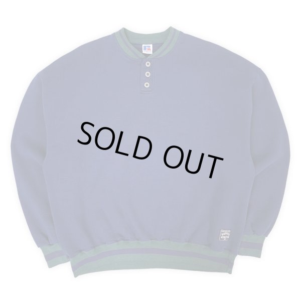 画像1: 90's RUSSELL リブライン ヘンリーネック スウェット "MADE IN USA / sixeXXL" (1)