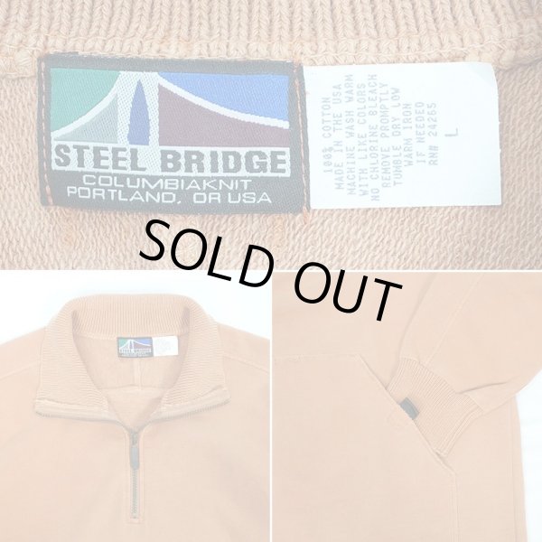 画像2: 90's STEEL BRIDGE ハーフジップスウェット "APRICOT / MADE IN USA / DEADSTOCK" (2)