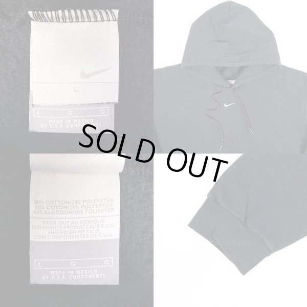 画像2: 90-00's NIKE ロゴ刺繍 スウェットパーカー "Small Swoosh / BLACK" (2)