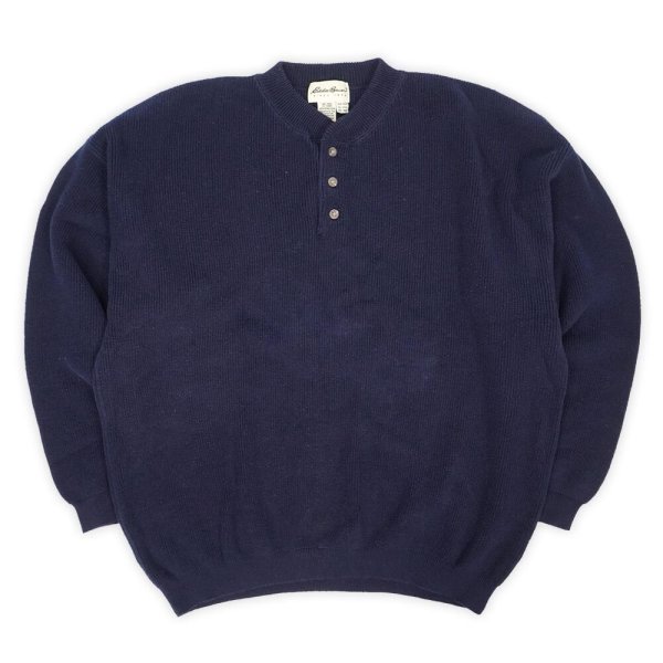 画像1: 90's Eddie Bauer ヘンリーネック コットンニット (1)