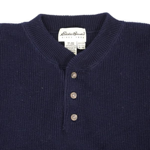 画像3: 90's Eddie Bauer ヘンリーネック コットンニット (3)