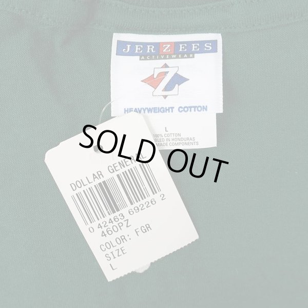 画像2: 90-00's JERZEES ポケットTシャツ "DEADSTOCK / GREEN" (2)