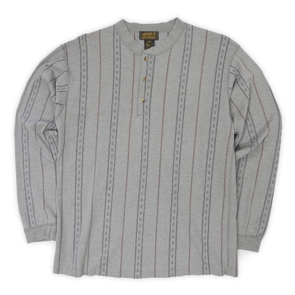 画像1: 90's Eddie Bauer ヘンリーネックカットソー "MADE IN USA / 黒タグ" (1)