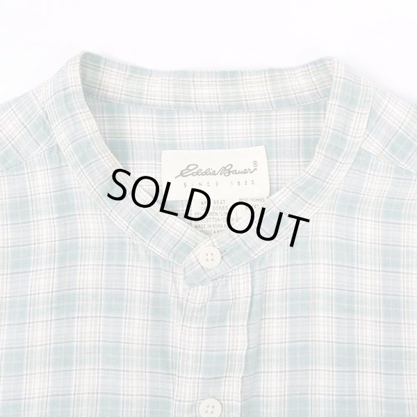 画像3: 90's Eddie Bauer コットンリネン バンドカラーシャツ "白タグ" (3)