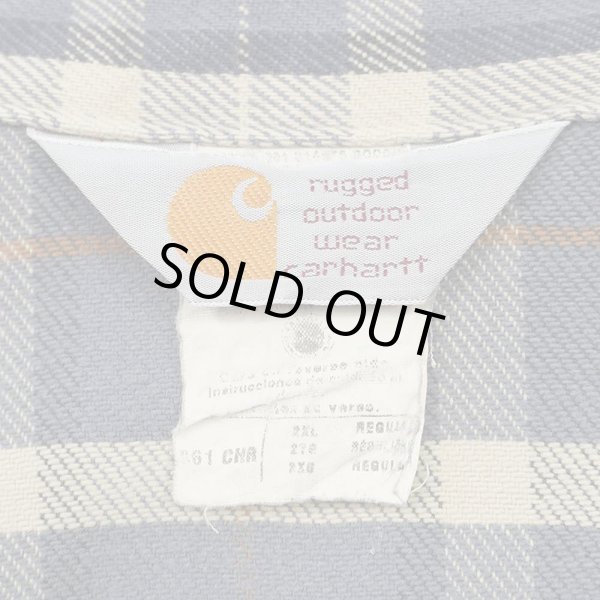 画像2: 90's Carhartt ヘビーネルシャツ "BLUE Plaid" (2)