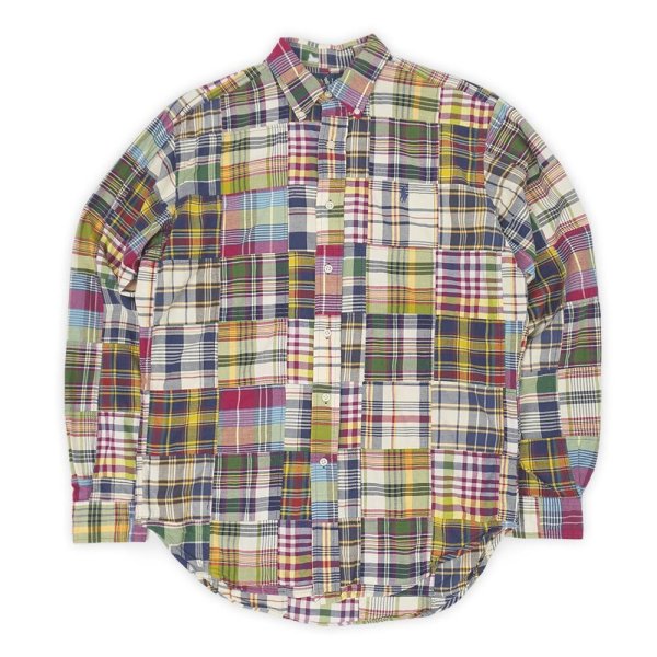 画像1: 00's Polo Ralph Lauren パッチワーク ボタンダウンシャツ "CLASSIC FIT / 3点留め" (1)
