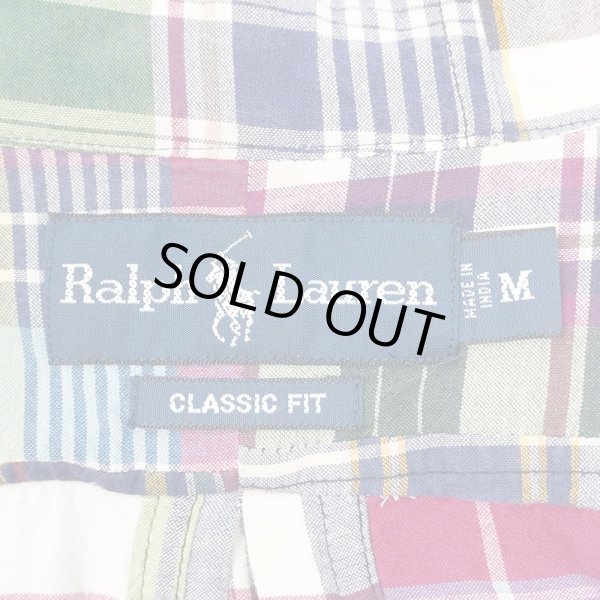 画像2: 00's Polo Ralph Lauren パッチワーク ボタンダウンシャツ "CLASSIC FIT / 3点留め" (2)