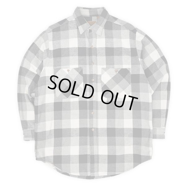 画像1: 90's ST JOHN'S BAY ブロックチェック柄 ヘビーネルシャツ "BLACK×WHITE" (1)