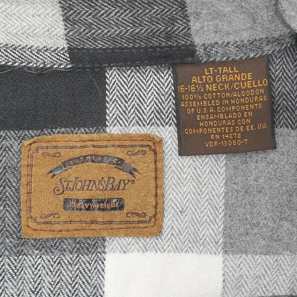 画像2: 90's ST JOHN'S BAY ブロックチェック柄 ヘビーネルシャツ "BLACK×WHITE" (2)