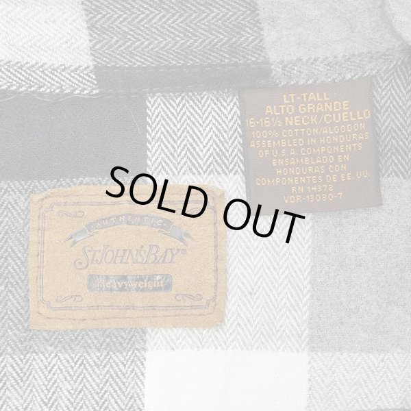 画像2: 90's ST JOHN'S BAY ブロックチェック柄 ヘビーネルシャツ "BLACK×WHITE" (2)