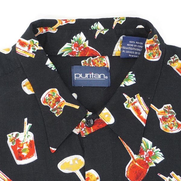 画像3: 90's Puritan S/S 総柄 レーヨンシャツ "BLACK BASE" (3)