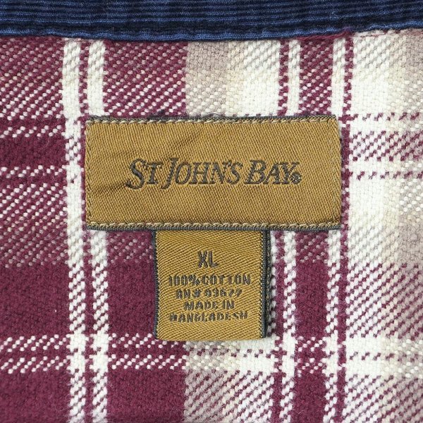 画像2: Late 90's ST JOHN'S BAY ヘビーネルシャツ "Burgundy Ombre Plaid" (2)