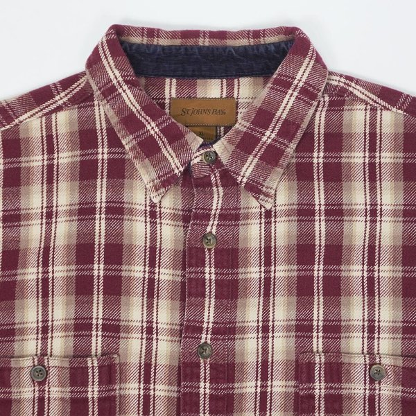 画像3: Late 90's ST JOHN'S BAY ヘビーネルシャツ "Burgundy Ombre Plaid" (3)