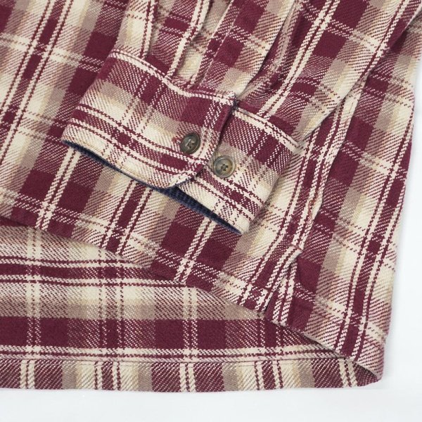 画像4: Late 90's ST JOHN'S BAY ヘビーネルシャツ "Burgundy Ombre Plaid" (4)