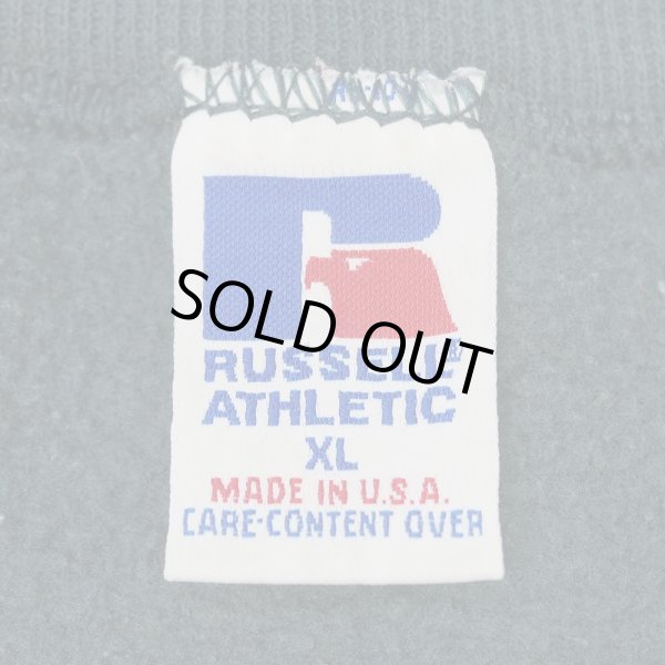 画像2: 90's RUSSELL 前V ブランクスウェット "GREEN / sizeXL / MADE IN USA" (2)