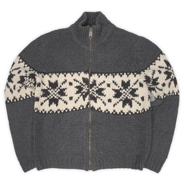 画像1: 00's OLD GAP フルジップ カウチンセーター "HAND KNIT" (1)