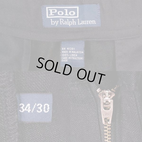 画像3: 90's Polo Ralph Lauren リネントラウザー "BLACK / W34 L30" (3)