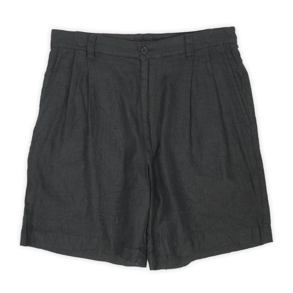 画像1: Early 00's Banana Republic 2タック リネンショーツ "BLACK" (1)
