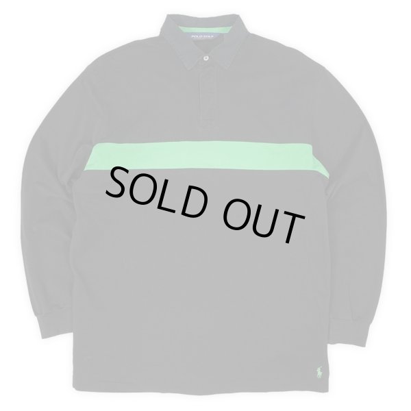 画像1: 90's Polo Ralph Lauren L/S ポロシャツ "裾ポニー / BLACK × GREEN" (1)