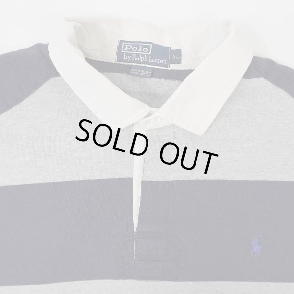 画像3: 90's Polo Ralph Lauren ボーダー柄 ラガーシャツ "NAVY × GRAY" (3)