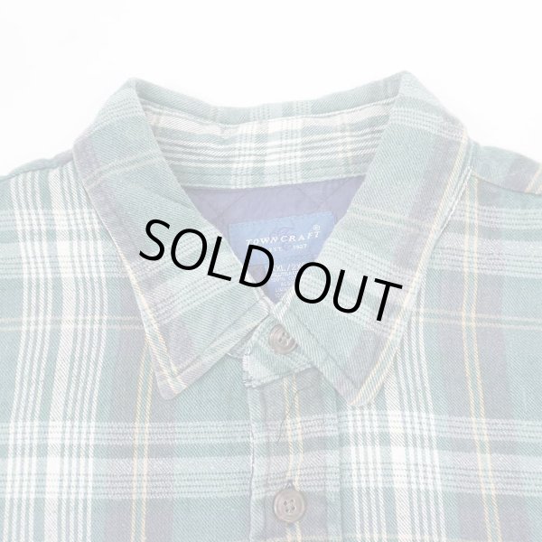 画像3: 90's TOWNCRAFT キルティングライナー ネルシャツ "Green Plaid" (3)