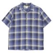 画像1: 00's ST JOHN'S BAY S/S オープンカラーシャツ "Navy Ombre Plaid" (1)