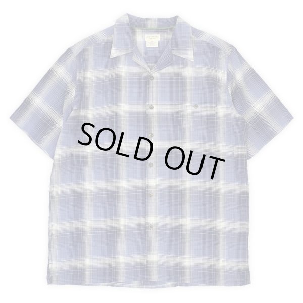 画像1: 00's ST JOHN'S BAY S/S オープンカラーシャツ "Navy Ombre Plaid" (1)