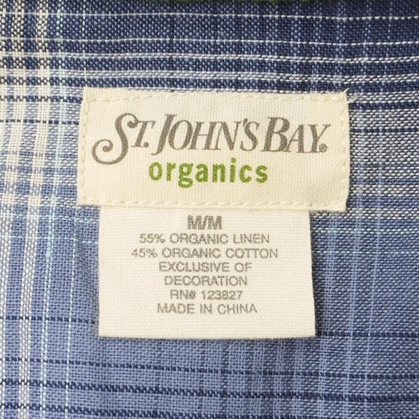 画像2: 00's ST JOHN'S BAY S/S オープンカラーシャツ "Navy Ombre Plaid" (2)
