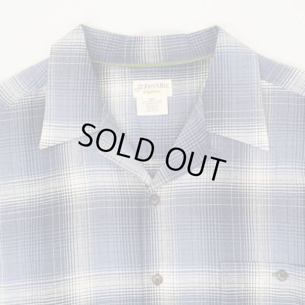 画像3: 00's ST JOHN'S BAY S/S オープンカラーシャツ "Navy Ombre Plaid" (3)